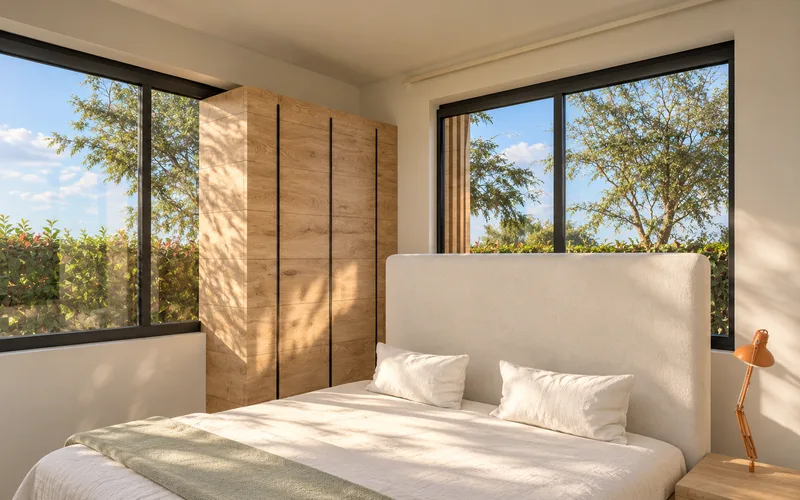 Patio norte · bedroom · Imagen ilustrativa generada con IA a partir del render