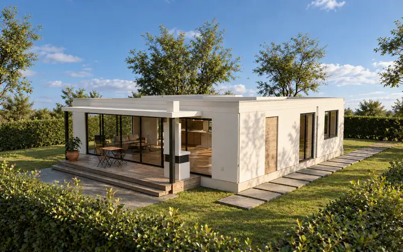 Patio norte · hero · Imagen ilustrativa generada con IA a partir del render