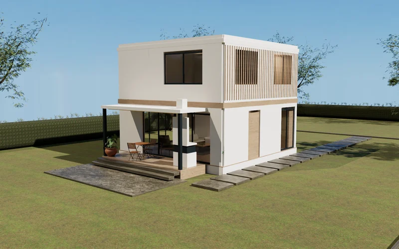 Cubo de dos plantas · vista exterior conceptual
