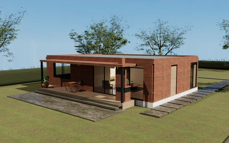 Lineal laguna: perspectiva desde el jardín, variante de 2 dormitorios