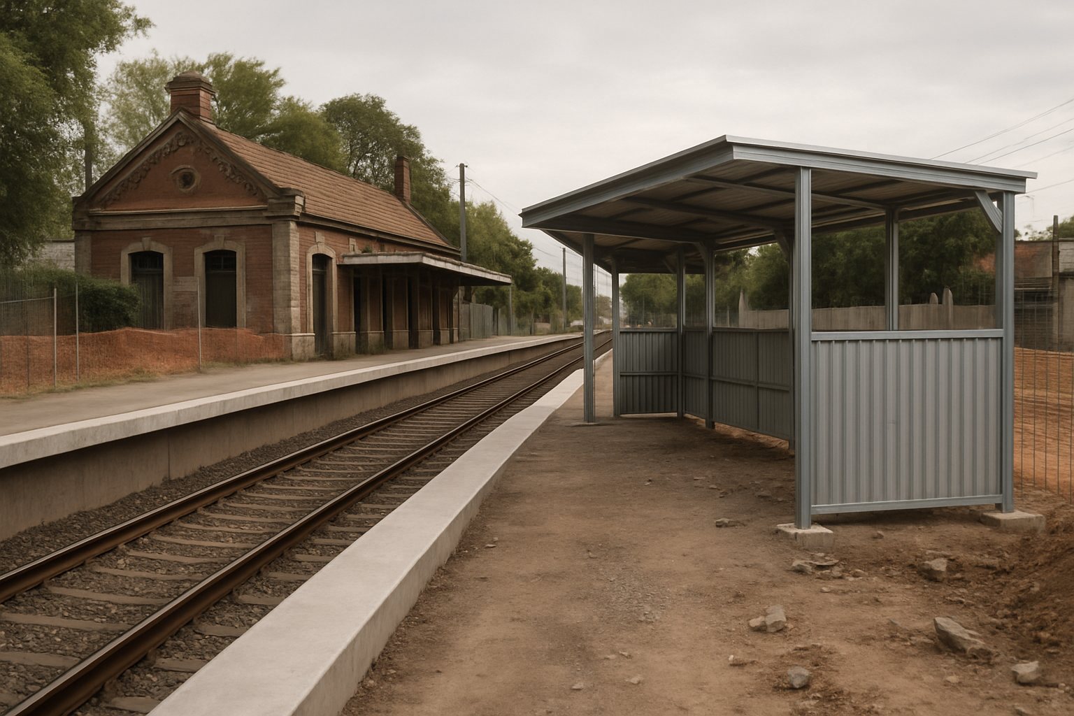 Imagen ilustrativa de una estación ferroviaria del oeste bonaerense con andenes en renovación.
